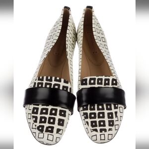 Reed Krakoff Leather Printed Black & White Slip On Loafer